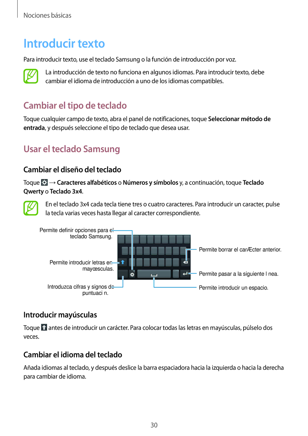 Samsung GT-S7580UWAPHE, GT-S7580UWAEUR manual Introducir texto, Cambiar el tipo de teclado, Usar el teclado Samsung 