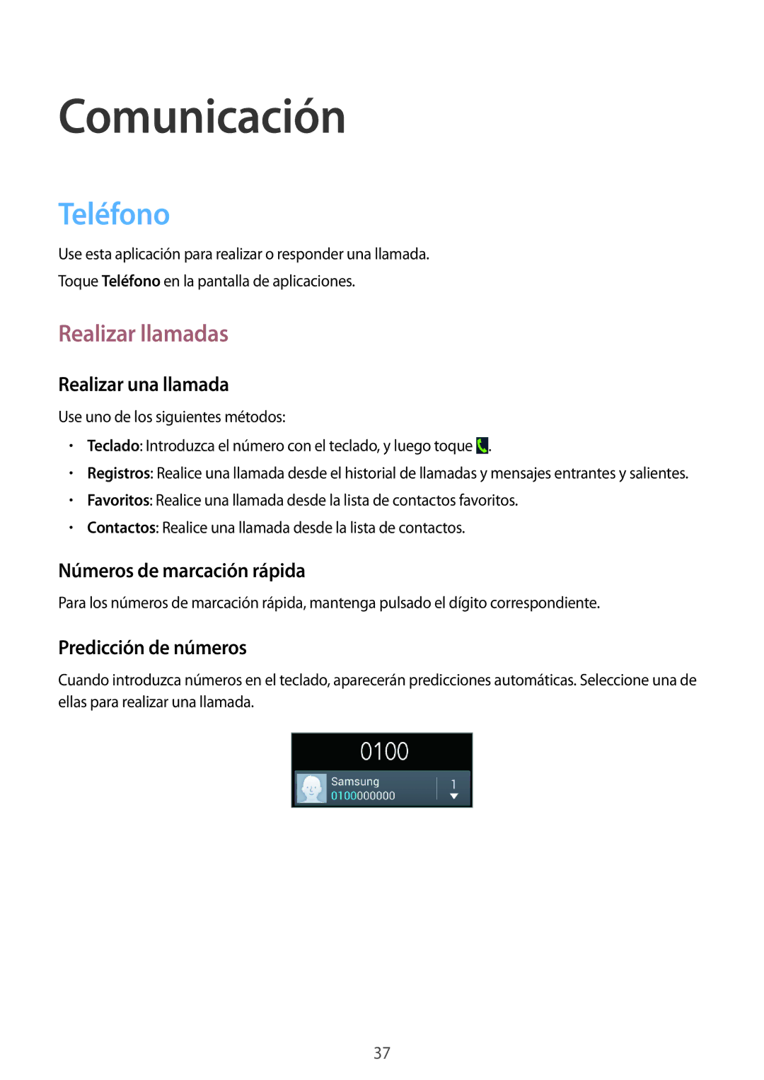 Samsung GT-S7580ZKAYOG, GT-S7580UWAEUR, GT-S7580ZKADBT, GT-S7580UWADBT manual Comunicación, Teléfono, Realizar llamadas 