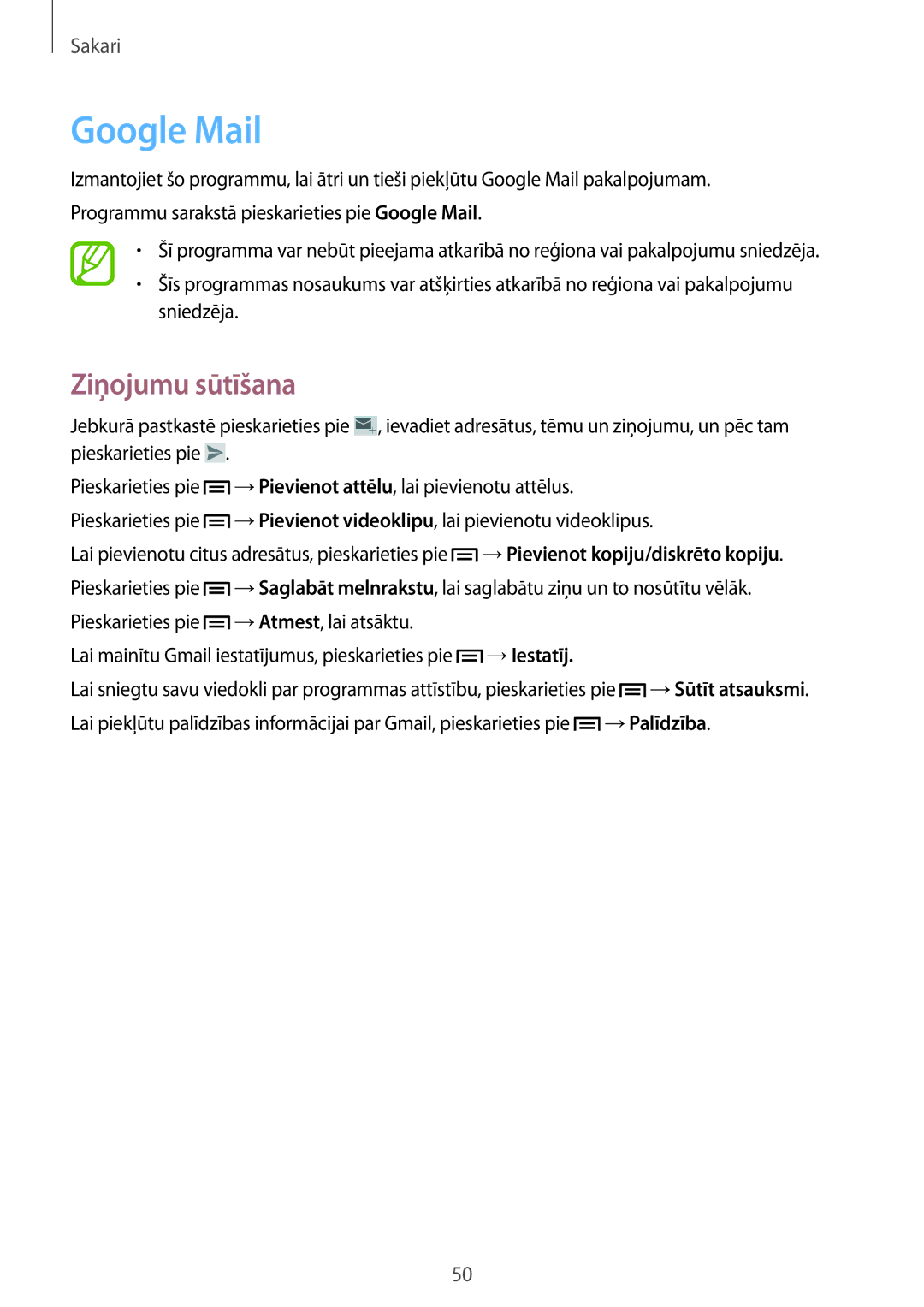 Samsung GT-S7580ZKASEB, GT-S7580UWASEB manual Google Mail, Pieskarieties pie →Atmest, lai atsāktu, →Iestatīj, →Palīdzība 