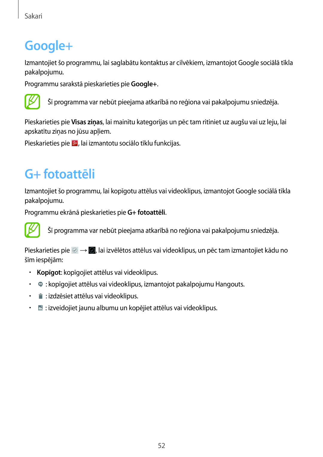 Samsung GT-S7580ZKASEB, GT-S7580UWASEB manual Google+, + fotoattēli 