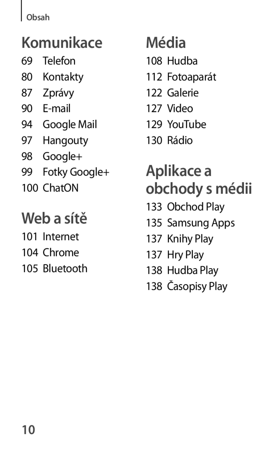 Samsung GT-S7580UWAETL, GT-S7580ZKATPL, GT-S7580UWAEUR, GT-S7580ZKAPLS, GT-S7580ZKAEUR manual Média, Aplikace a obchody s médii 