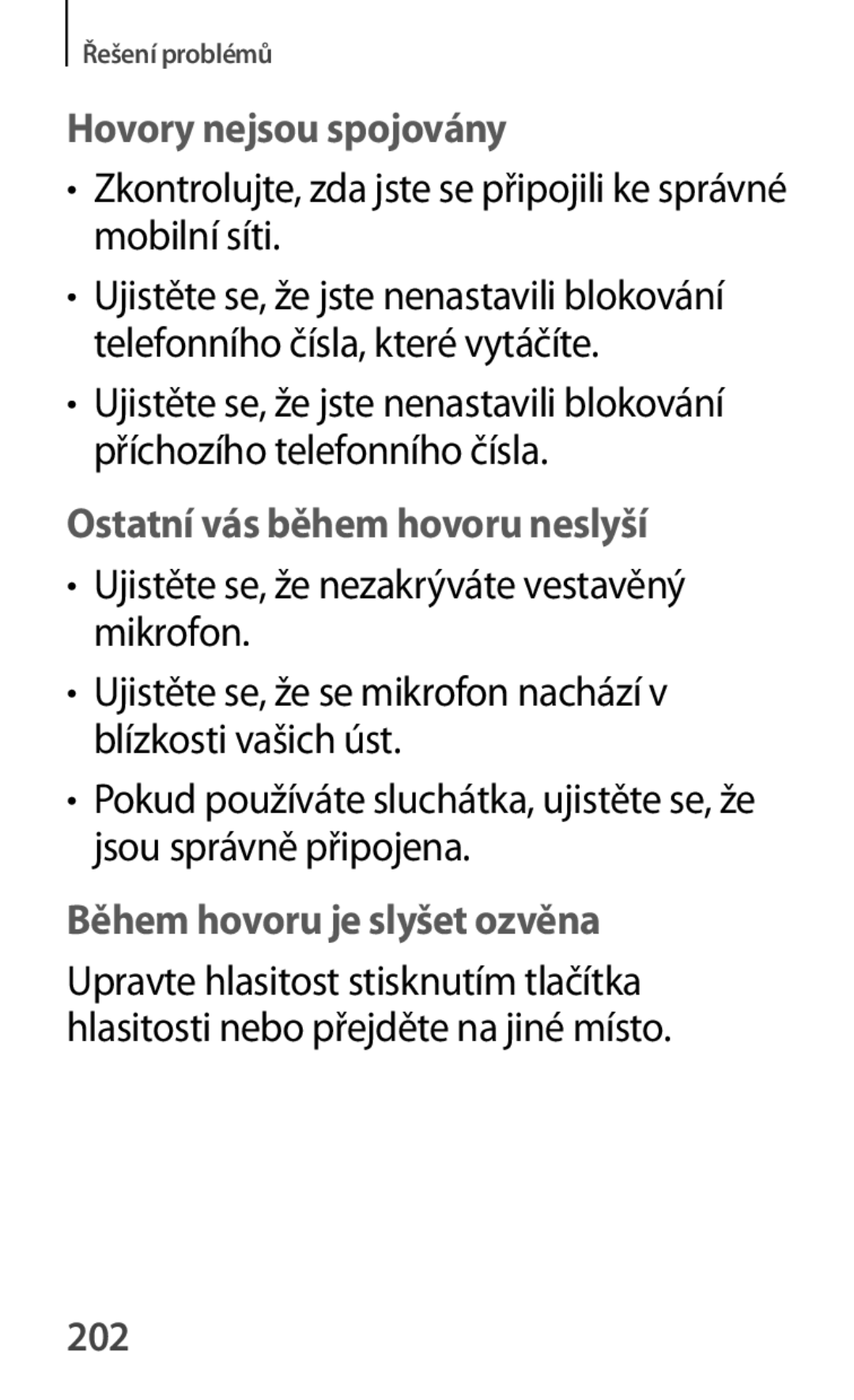 Samsung GT-S7580UWAPRT, GT-S7580ZKATPL, GT-S7580UWAEUR Zkontrolujte, zda jste se připojili ke správné mobilní síti, 202 