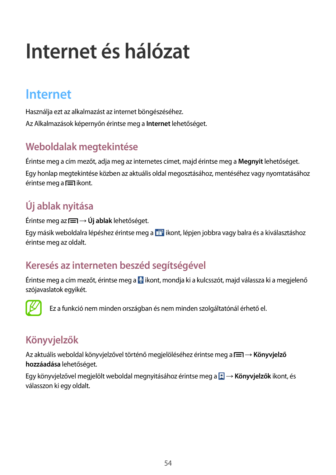 Samsung GT2S7580ZKAPAN, GT-S7580ZKATPL, GT-S7580UWAEUR, GT-S7580ZKAPLS, GT-S7580ZKAEUR, GT-S7580UWAXEO Internet és hálózat 