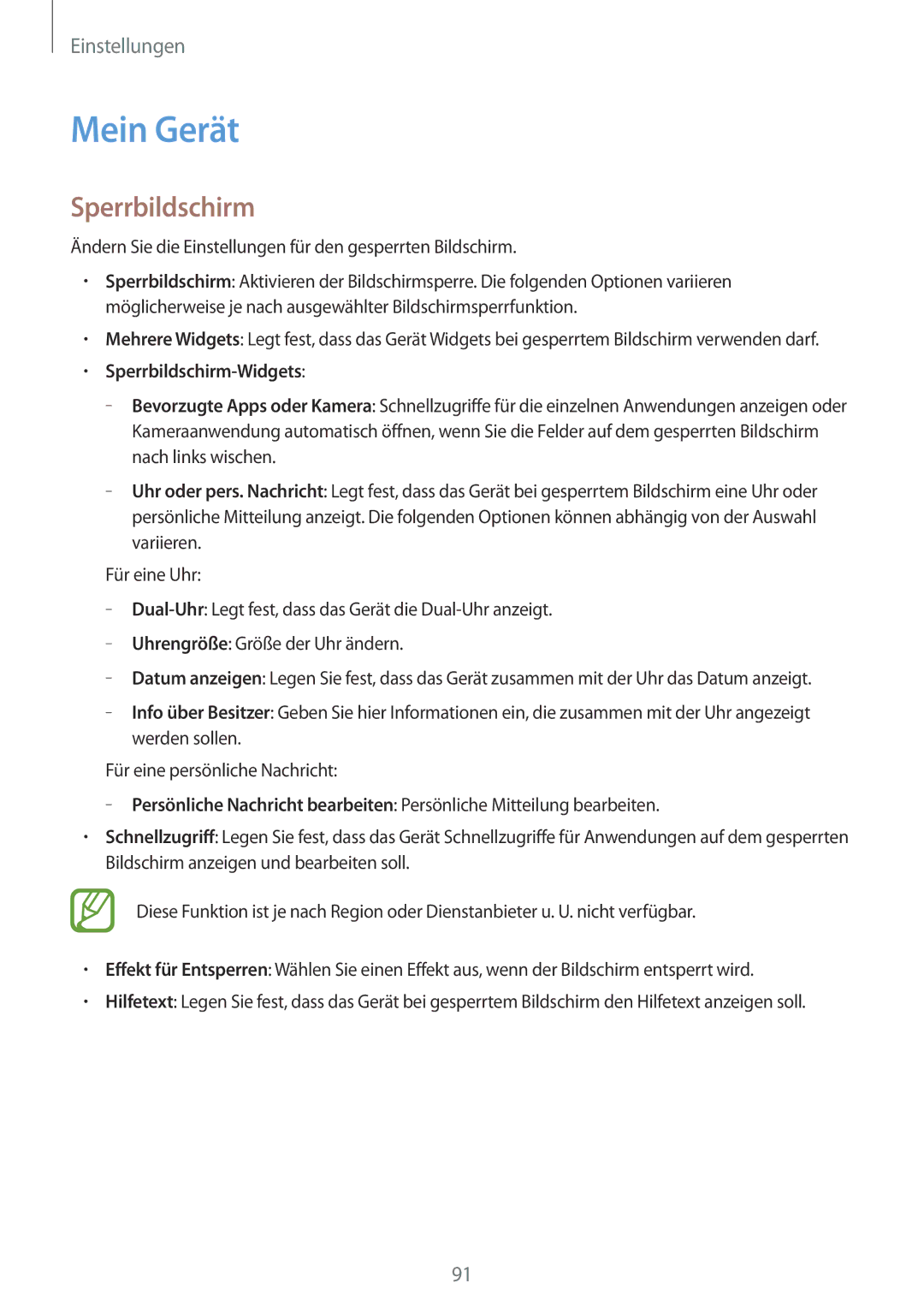 Samsung GT-S7580UWATPL, GT-S7580ZKATPL, GT-S7580UWAEUR, GT-S7580ZKAOPT manual Mein Gerät, Sperrbildschirm-Widgets 