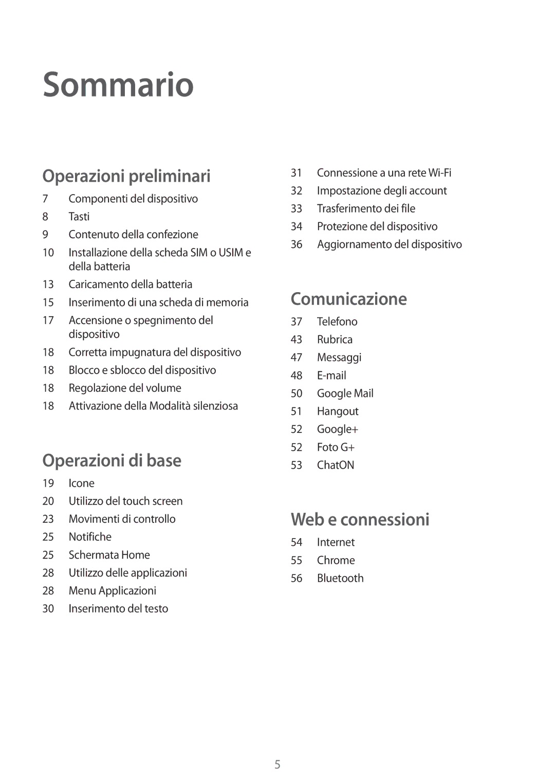 Samsung GT-S7580ZKAWIN, GT-S7580ZKATPL, GT-S7580ZKAPRT, GT-S7580UWATUR, GT-S7580UWAXEO manual Sommario, Operazioni preliminari 