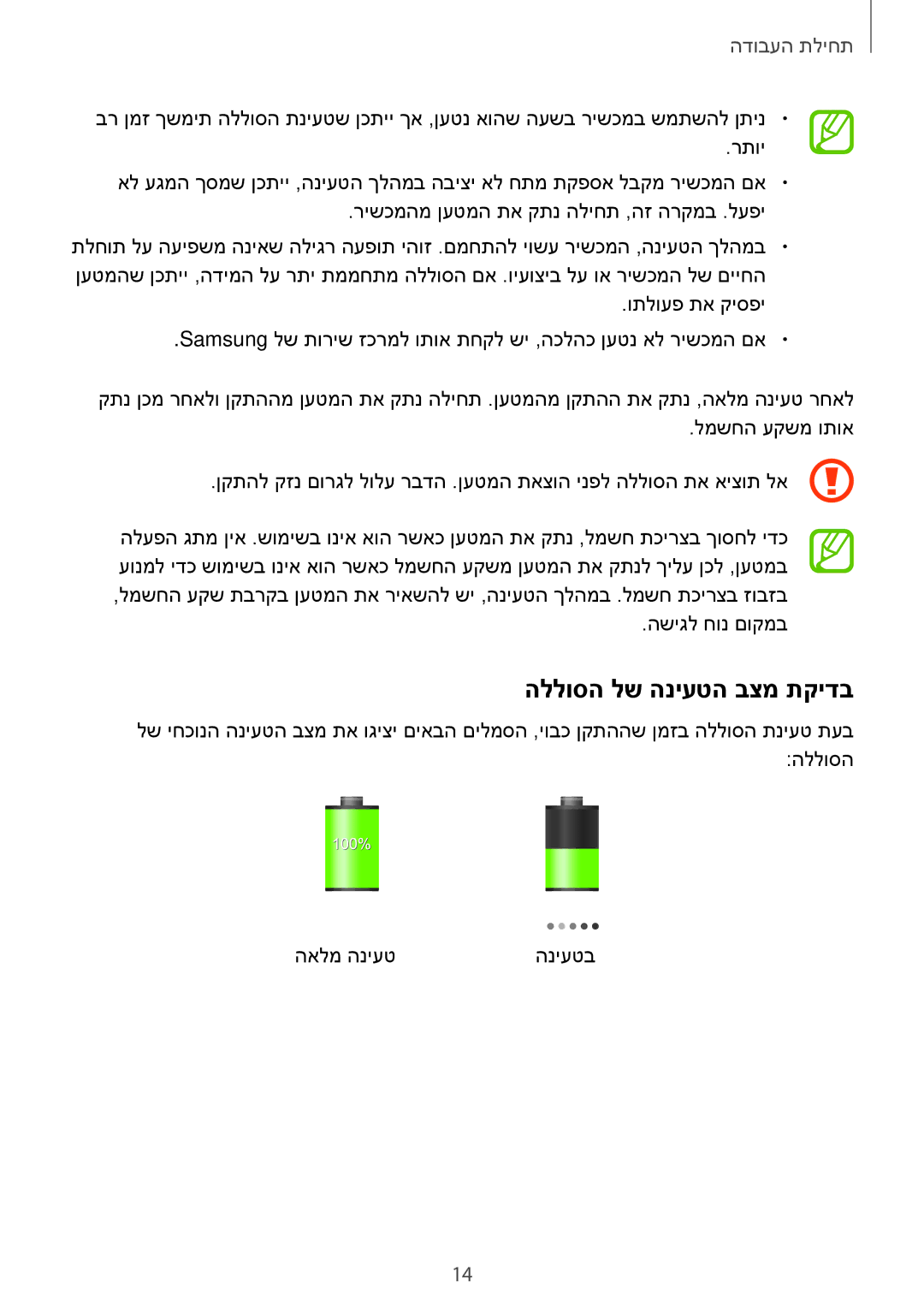 Samsung GT-S7580UWLILO, GT-S7580ZKLCEL, GT-S7580ZKLPCL, GT-S7580UWLCEL, GT-S7580UWLPCL manual הללוסה לש הניעטה בצמ תקידב 