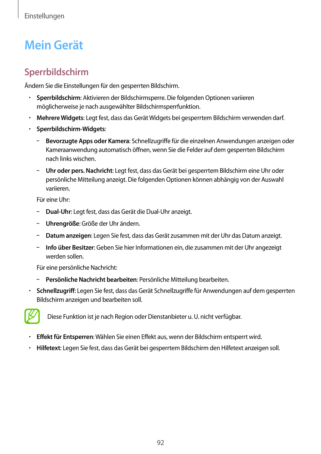 Samsung GT-S7582UWADBT, GT-S7582UWAEUR, GT-S7582ZKATPH, GT-S7582ZKAOPT manual Mein Gerät, Sperrbildschirm-Widgets 