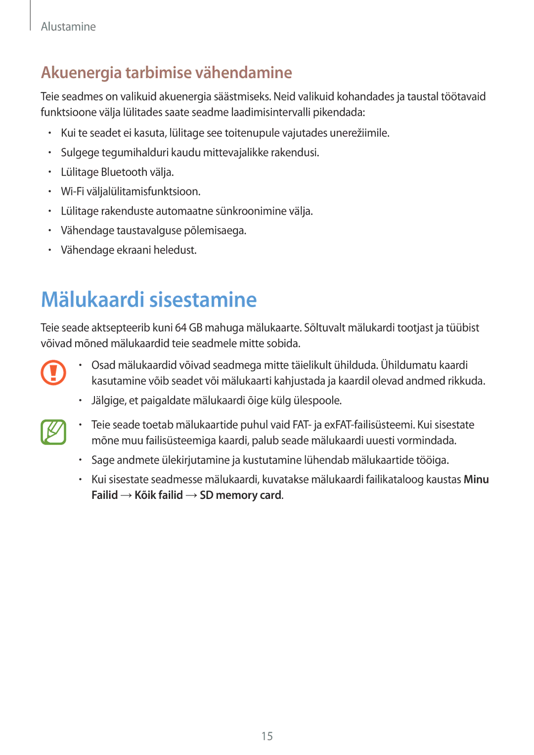 Samsung GT-S7582ZKASEB, GT-S7582UWASEB manual Mälukaardi sisestamine, Akuenergia tarbimise vähendamine 