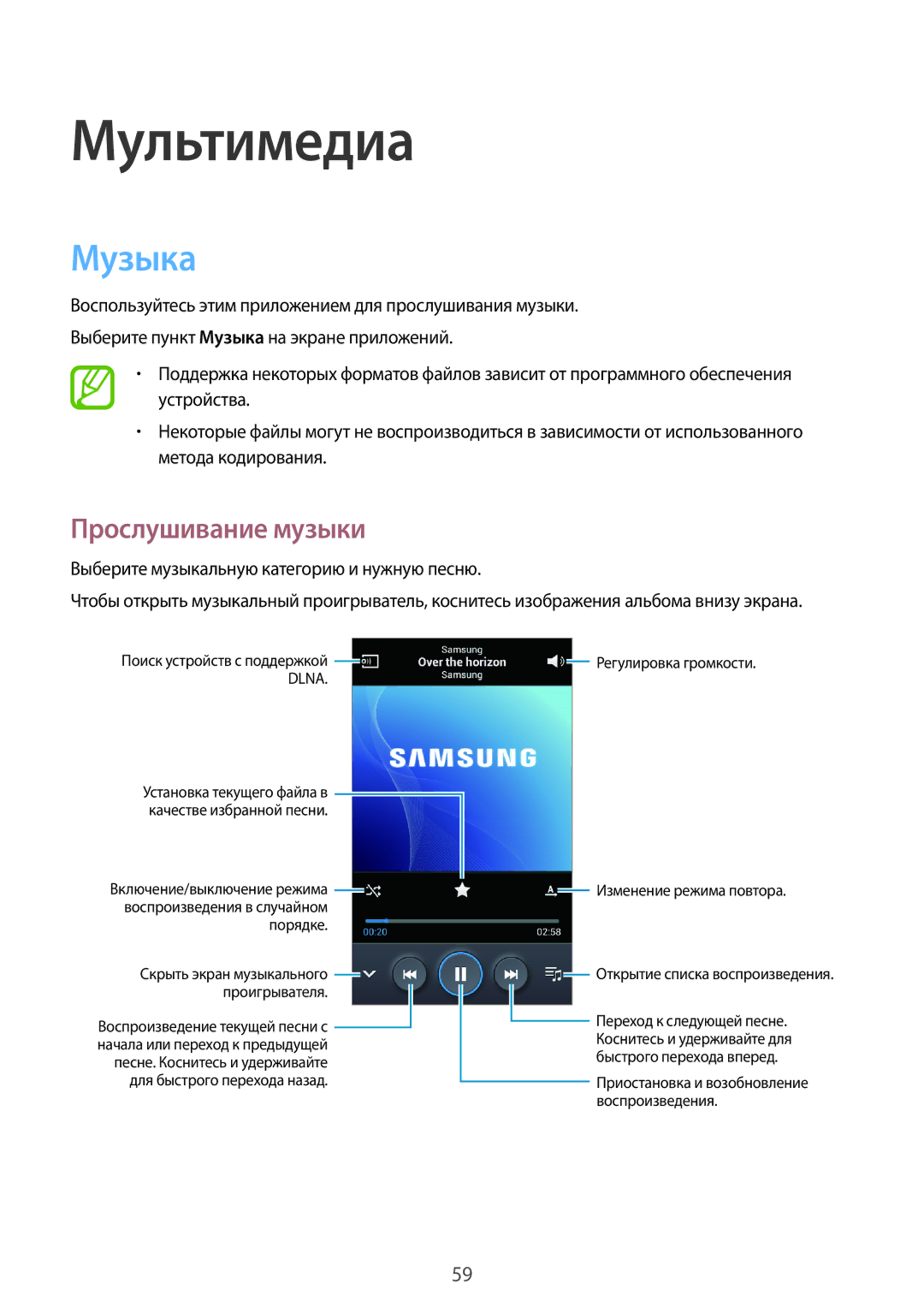 Samsung GT-S7582ZKASEB, GT-S7582UWASEB manual Мультимедиа, Музыка, Прослушивание музыки 