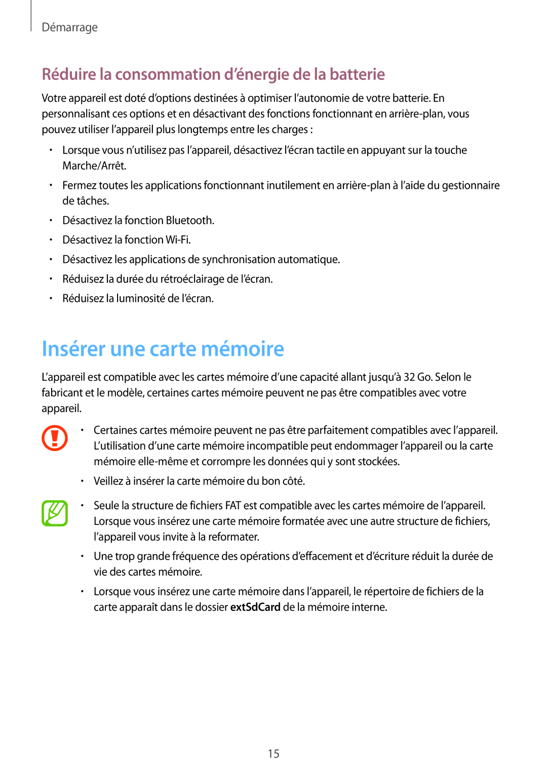 Samsung GT-S7710TAABGL, GT-S7710KRABGL manual Insérer une carte mémoire, Réduire la consommation d’énergie de la batterie 