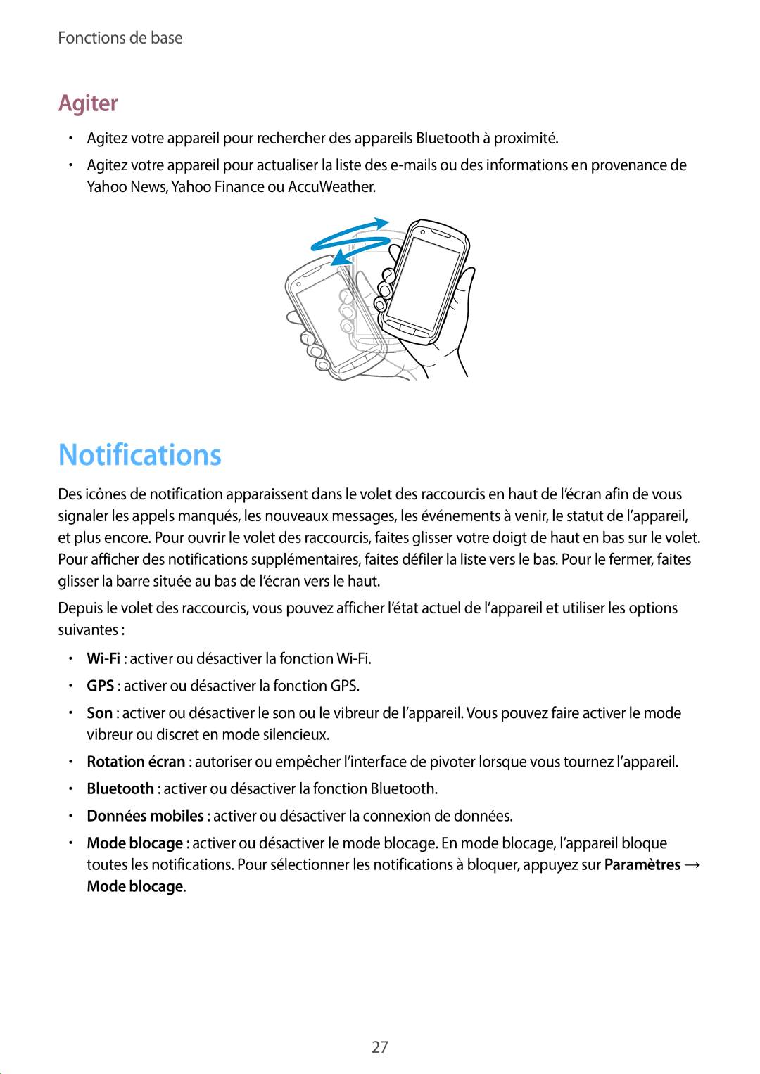 Samsung GT-S7710TAABGL, GT-S7710KRABGL manual Notifications, Agiter 