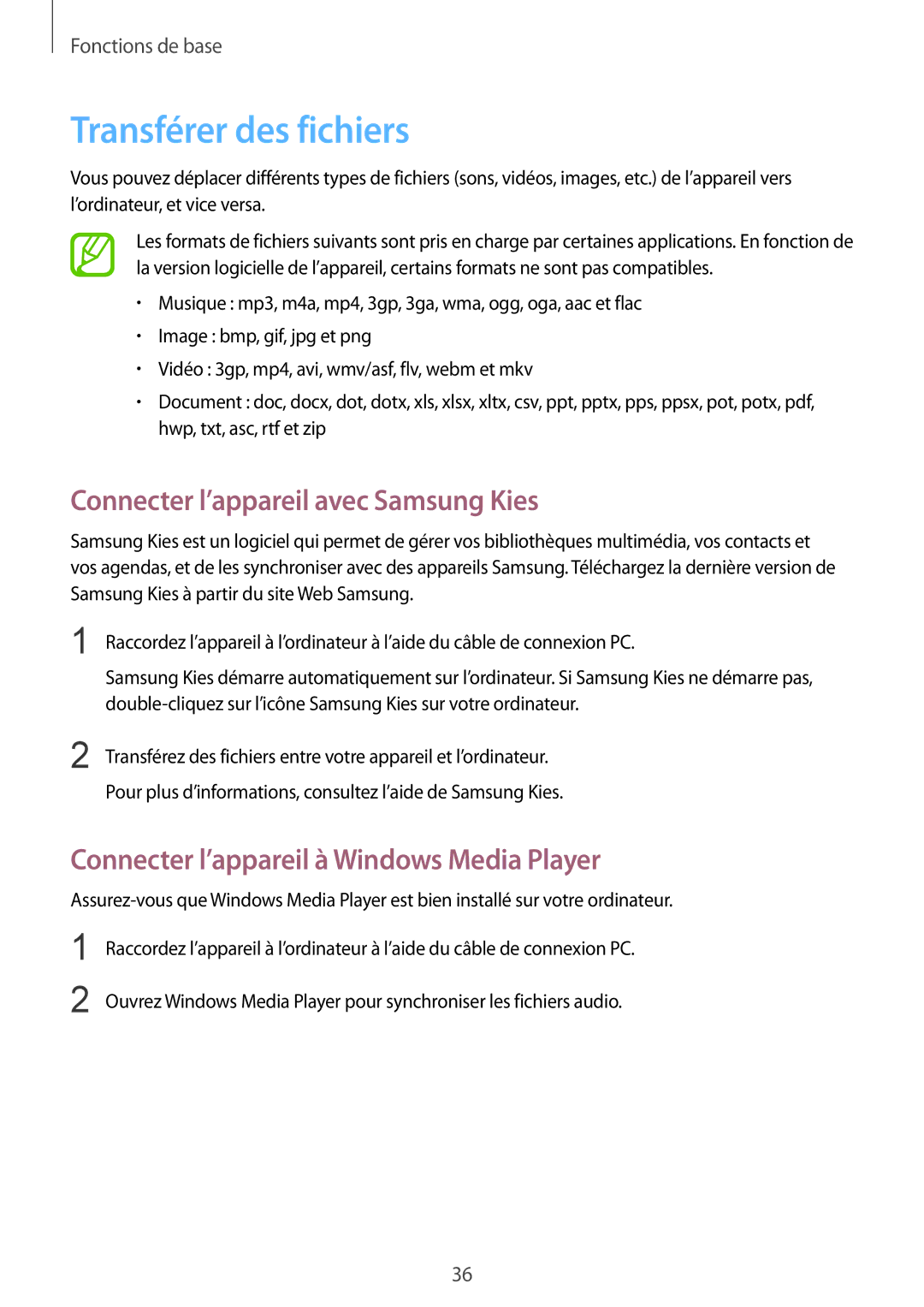 Samsung GT-S7710KRABGL, GT-S7710TAABGL manual Transférer des fichiers, Connecter l’appareil avec Samsung Kies 