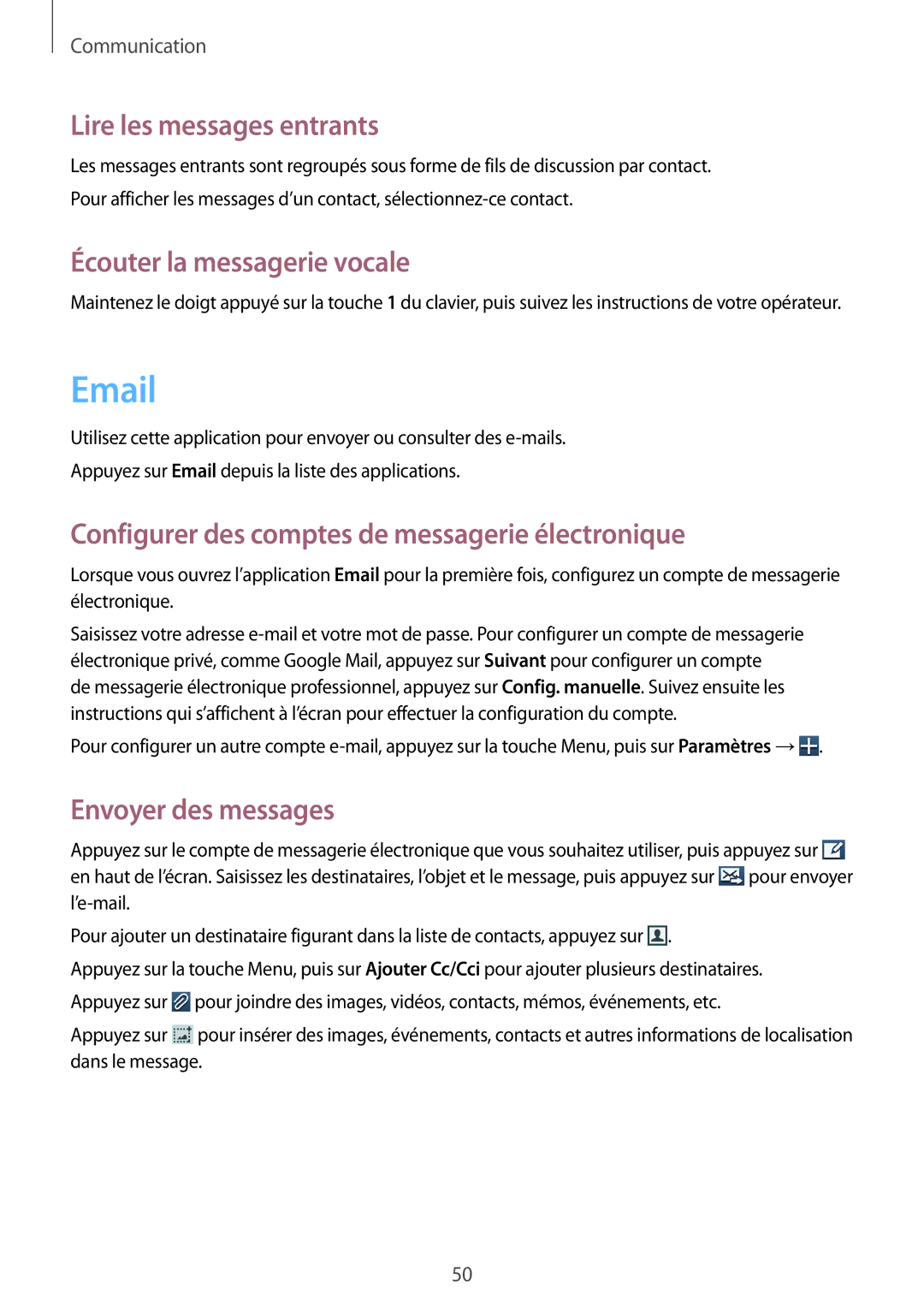 Samsung GT-S7710KRABGL, GT-S7710TAABGL manual Lire les messages entrants, Écouter la messagerie vocale 