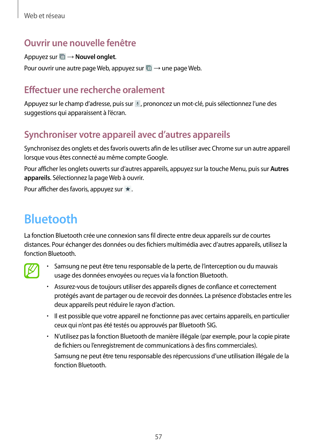 Samsung GT-S7710TAABGL, GT-S7710KRABGL manual Bluetooth, Synchroniser votre appareil avec d’autres appareils 
