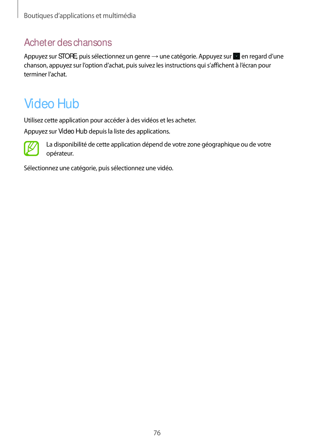 Samsung GT-S7710KRABGL, GT-S7710TAABGL manual Video Hub, Acheter des chansons 