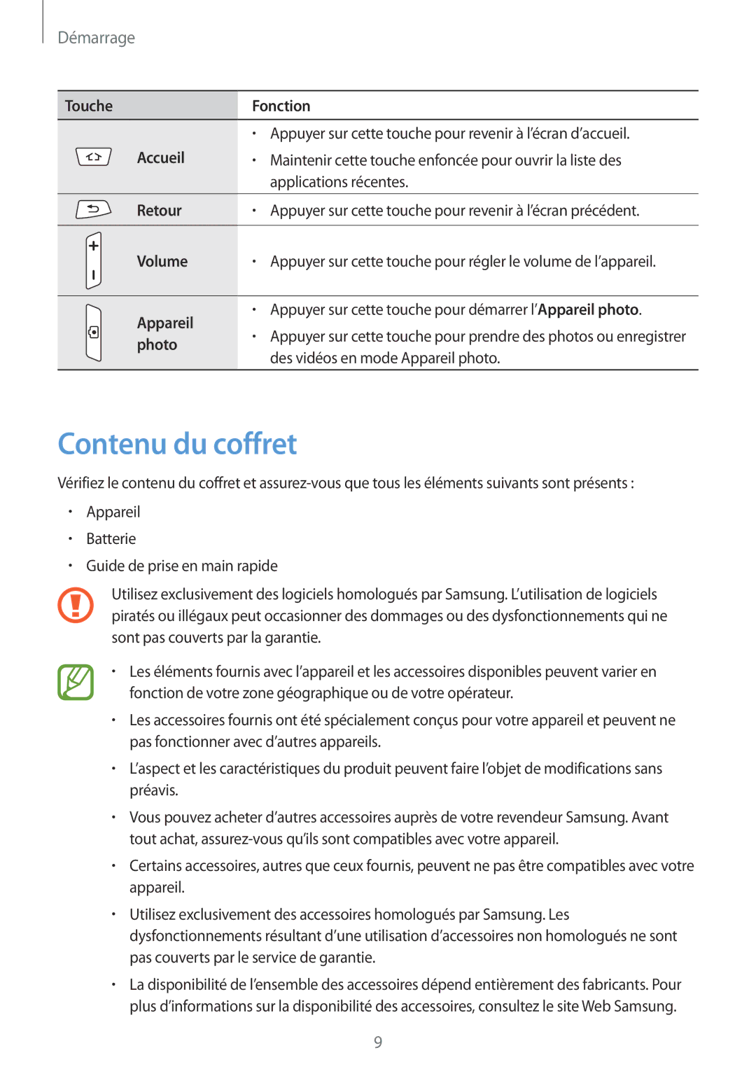 Samsung GT-S7710TAABGL, GT-S7710KRABGL manual Contenu du coffret 