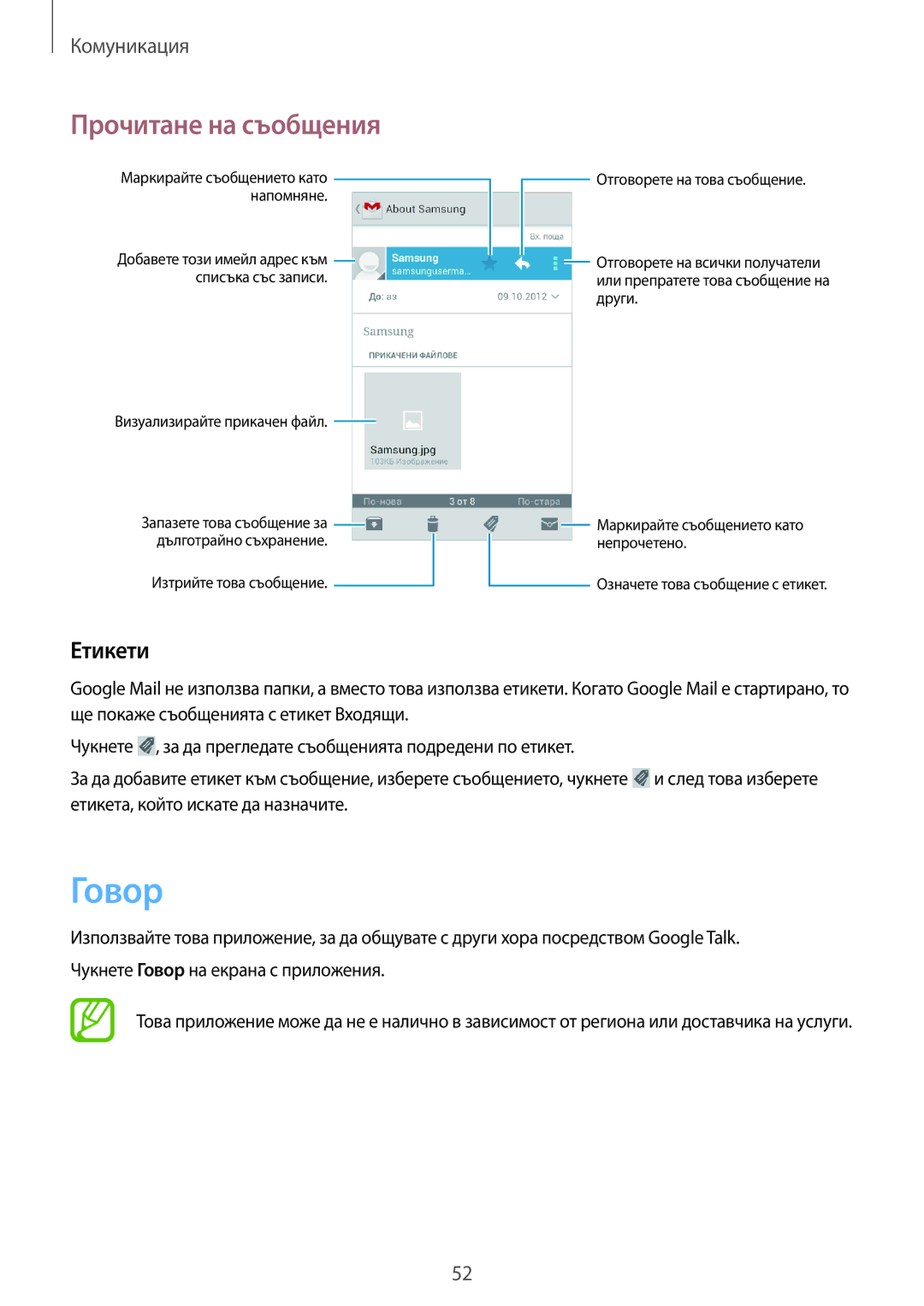 Samsung GT-S7710KRABGL, GT-S7710TAABGL manual Говор, Етикети 