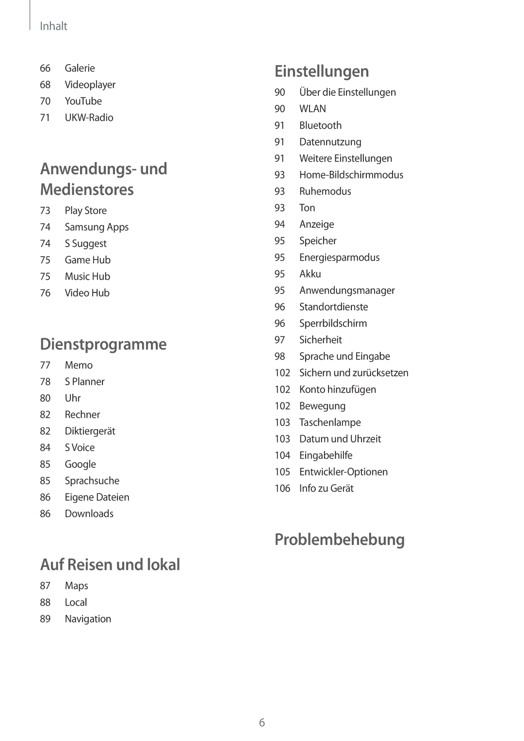 Samsung GT-S7710KRAITV manual Galerie Videoplayer YouTube UKW-Radio, Maps Local Navigation, 90 Über die Einstellungen 