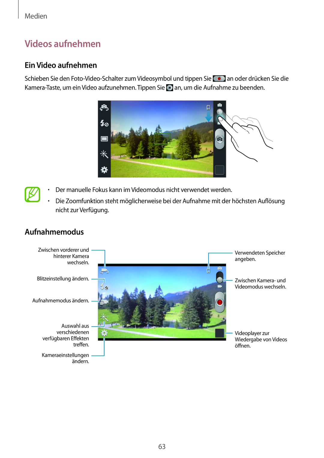 Samsung GT-S7710TAATTR, GT-S7710KRADBT, GT2S7710TAADBT, GT2S7710KRADBT, GT-S7710TAAVGR Videos aufnehmen, Ein Video aufnehmen 