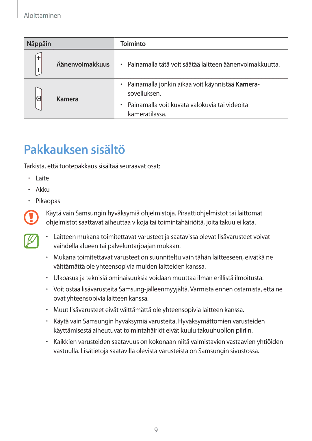 Samsung GT-S7710TAANEE, GT-S7710KRATEN, GT-S7710TAATEN, GT-S7710TAANDN, GT-S7710KRANDN manual Pakkauksen sisältö, Kamera 