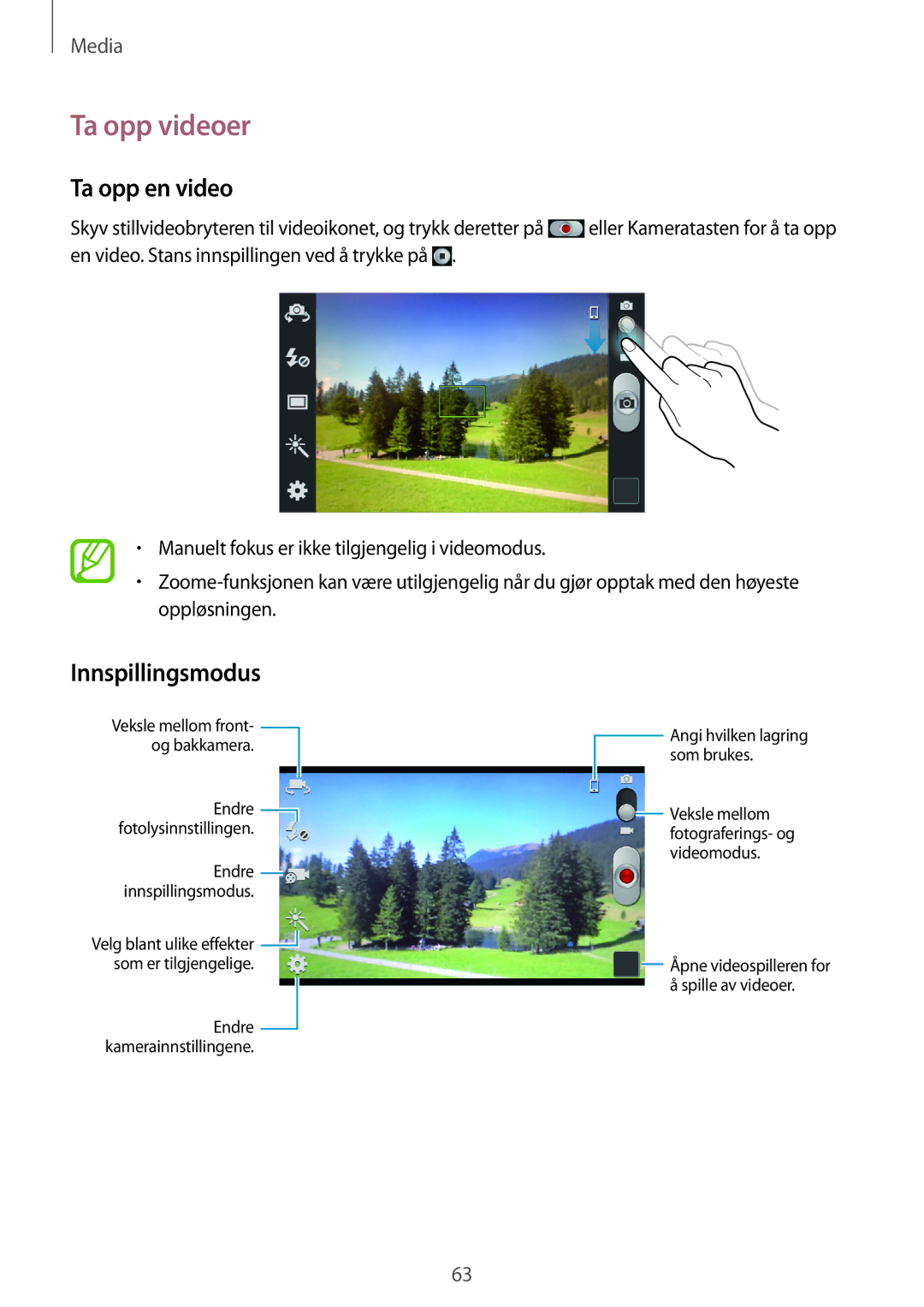 Samsung GT-S7710TAANEE, GT-S7710KRATEN, GT-S7710TAATEN, GT-S7710TAANDN Ta opp videoer, Ta opp en video, Innspillingsmodus 