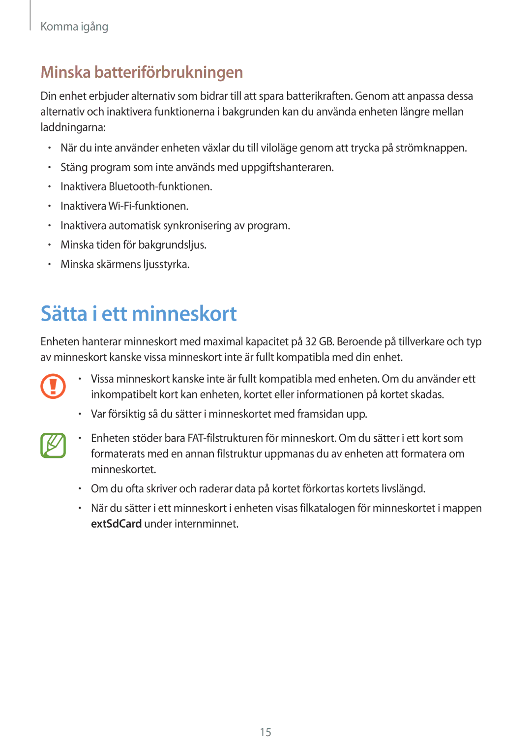 Samsung GT-S7710TAANEE, GT-S7710KRATEN, GT-S7710TAATEN, GT-S7710TAANDN Sätta i ett minneskort, Minska batteriförbrukningen 