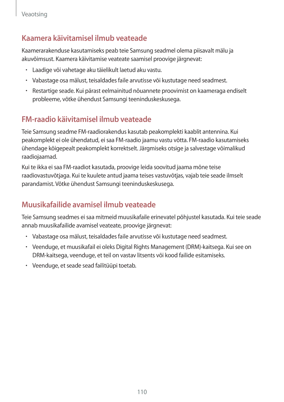 Samsung GT-S7710TAASEB manual Kaamera käivitamisel ilmub veateade 