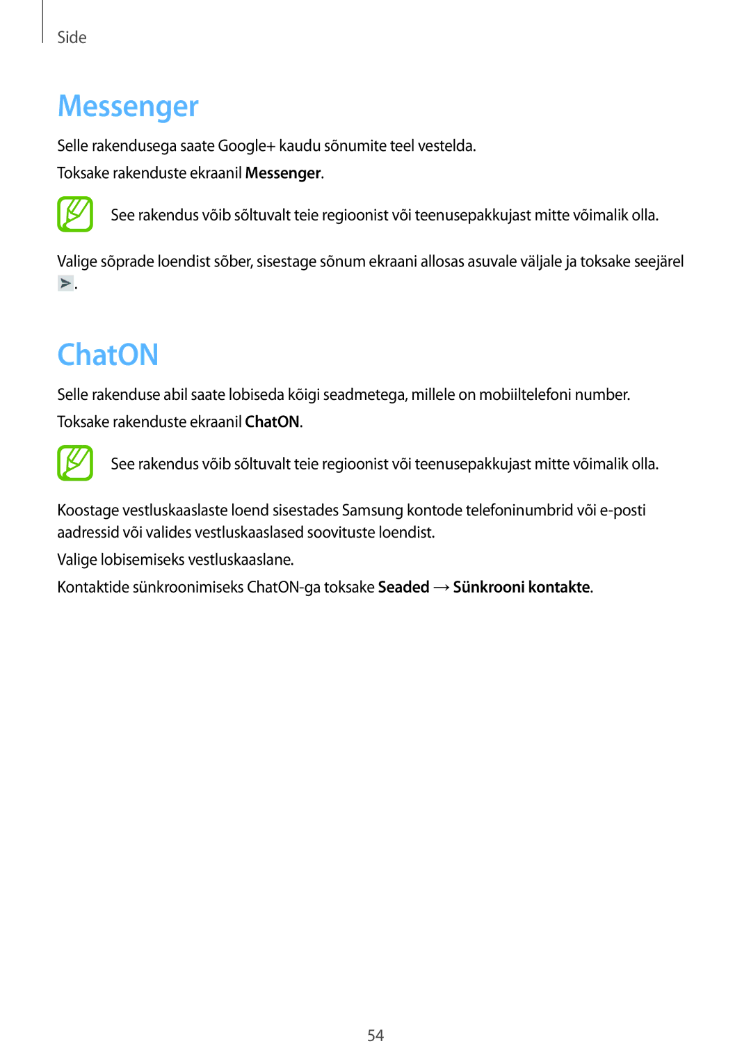 Samsung GT-S7710TAASEB manual Messenger, ChatON 