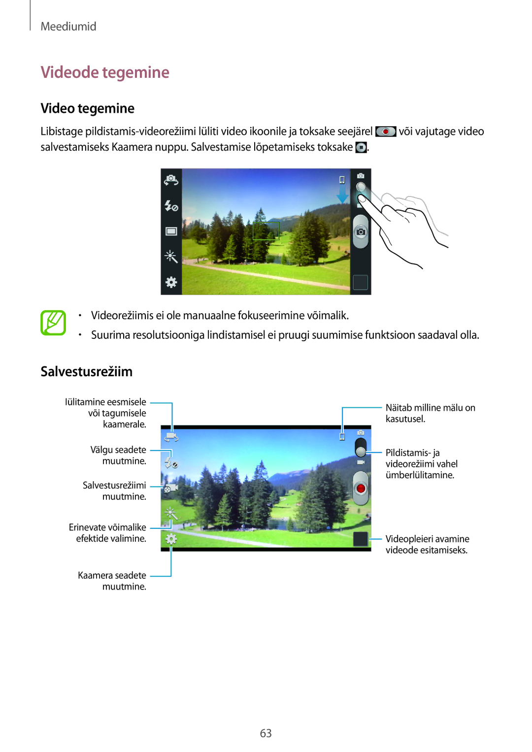 Samsung GT-S7710TAASEB manual Videode tegemine, Video tegemine, Salvestusrežiim 