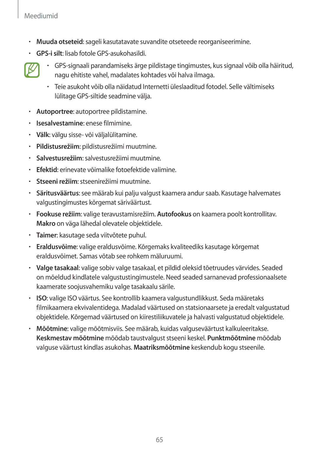 Samsung GT-S7710TAASEB manual Meediumid 