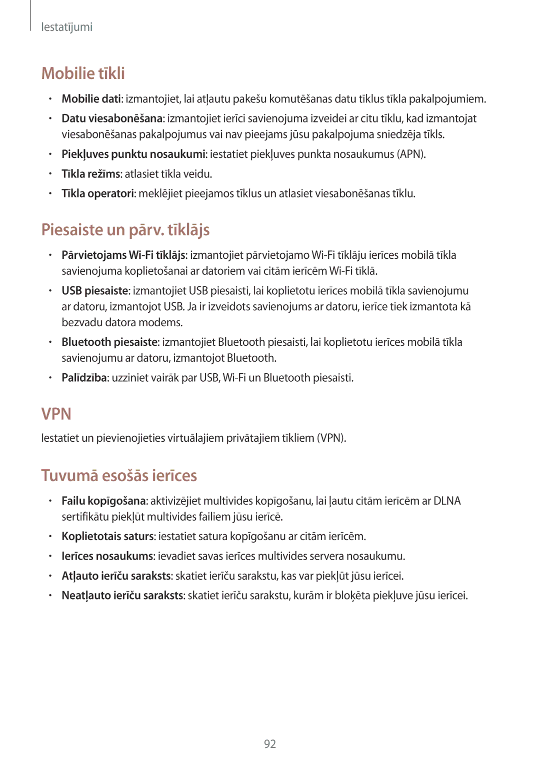 Samsung GT-S7710TAASEB manual Mobilie tīkli, Piesaiste un pārv. tīklājs, Tuvumā esošās ierīces 