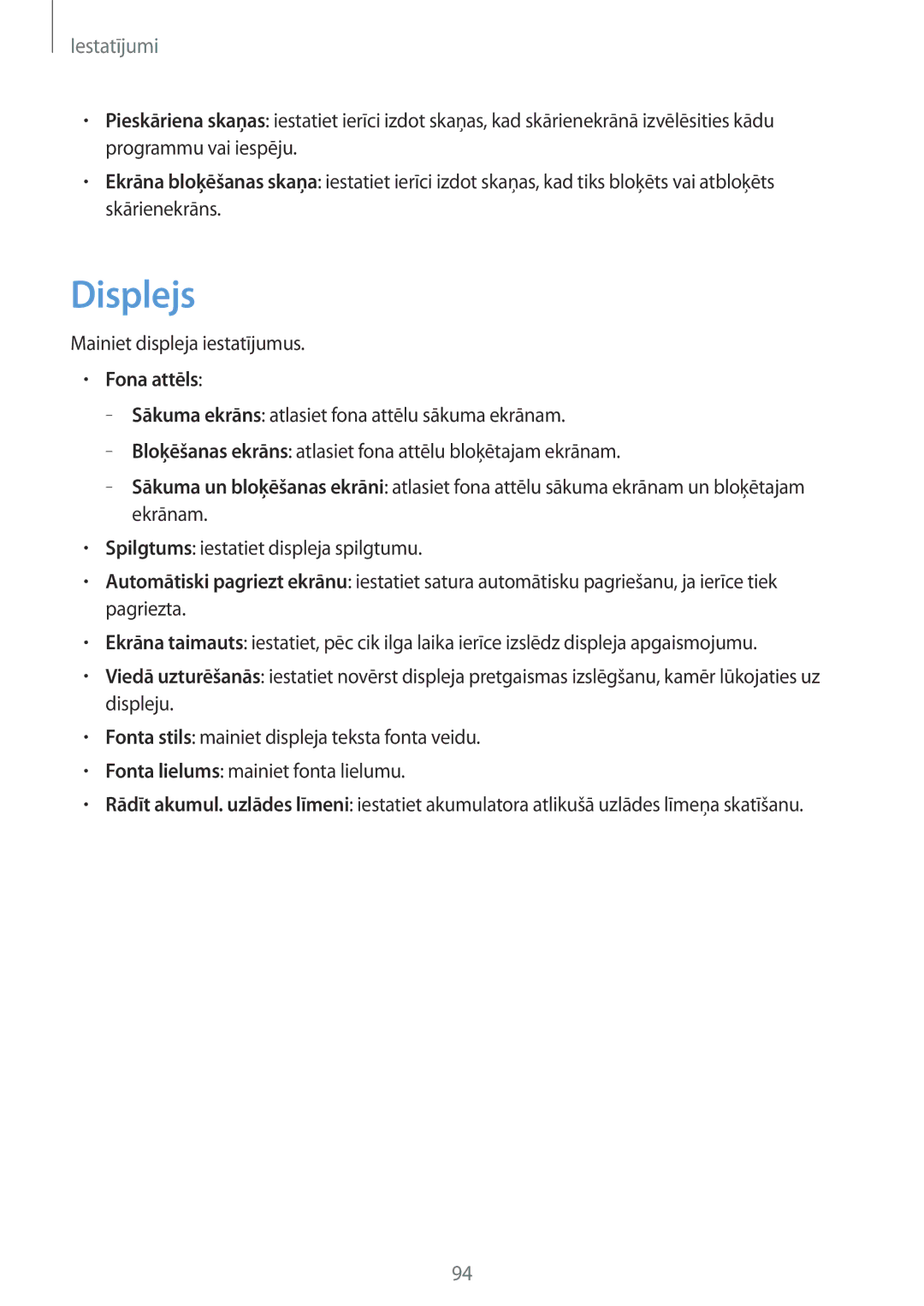 Samsung GT-S7710TAASEB manual Displejs, Fona attēls 