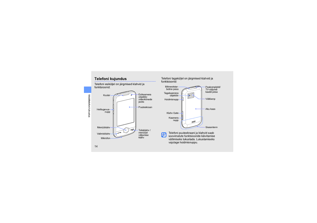 Samsung GT-S8000KKASEB manual Telefoni kujundus 