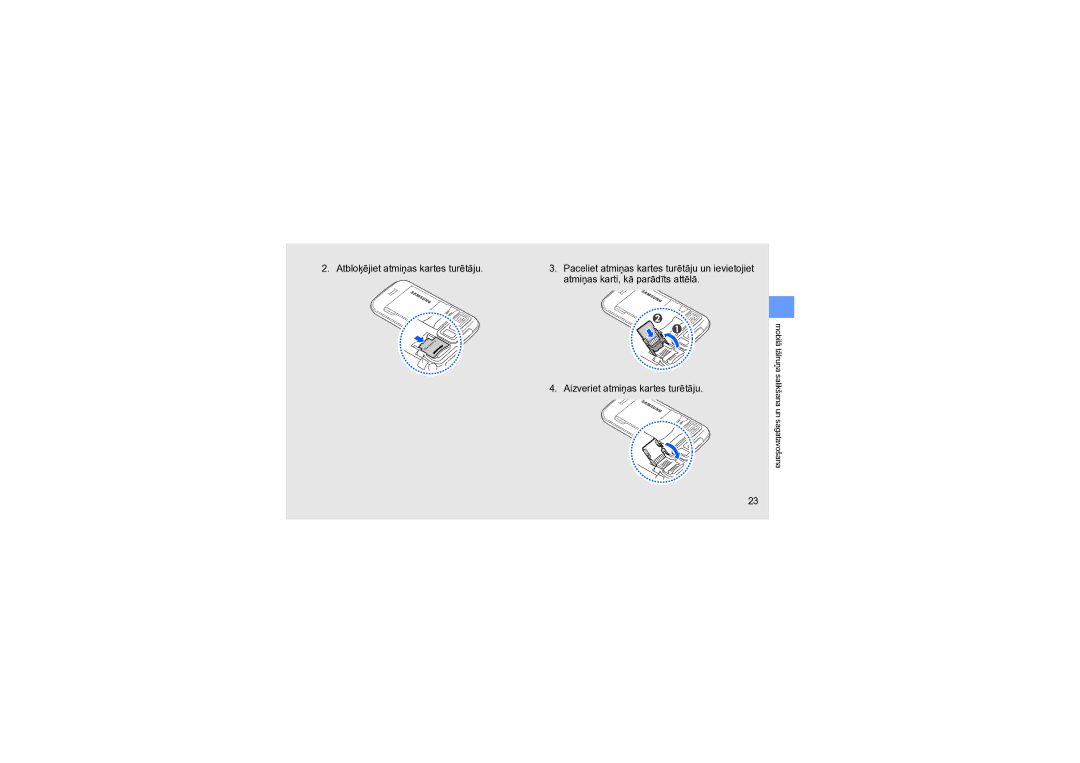 Samsung GT-S8000KKASEB manual Atbloķējiet atmiņas kartes turētāju 