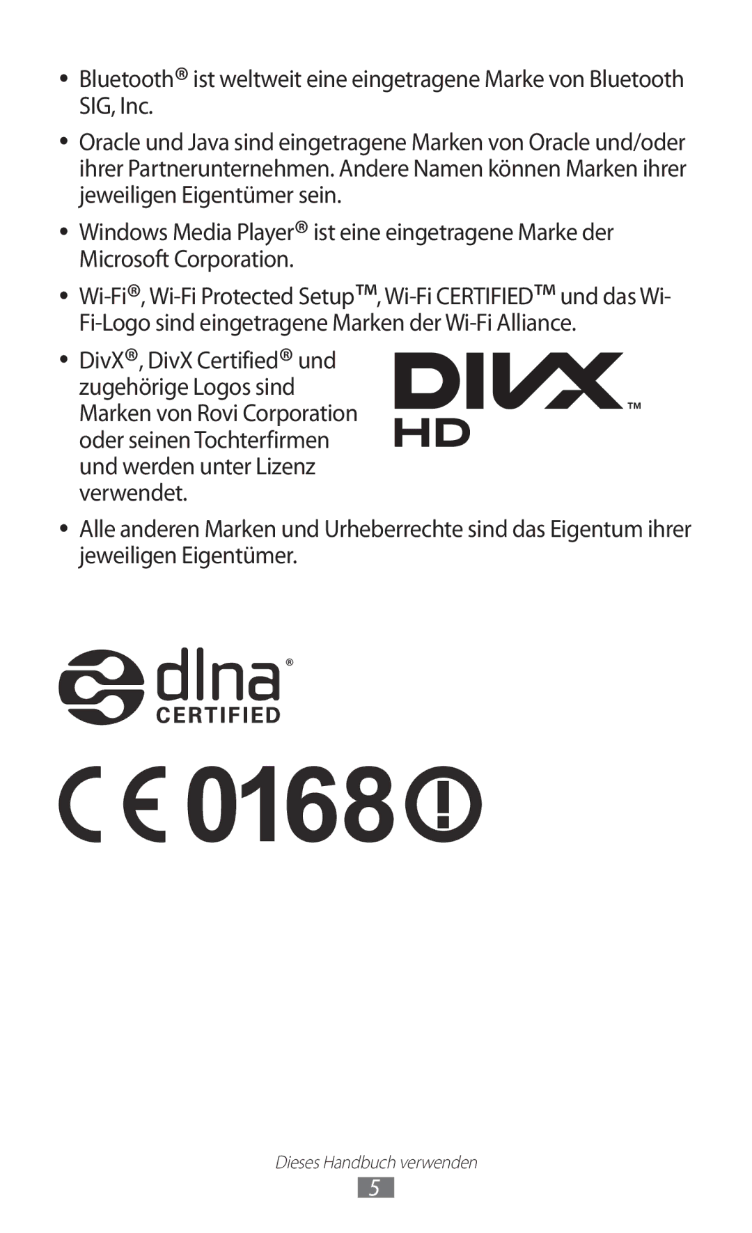 Samsung GT-S8500BAIVD2, GT-S8500BAAEPL, GT-S8500BAADTM, GT-S8500HKADBT manual DivX, DivX Certified und zugehörige Logos sind 