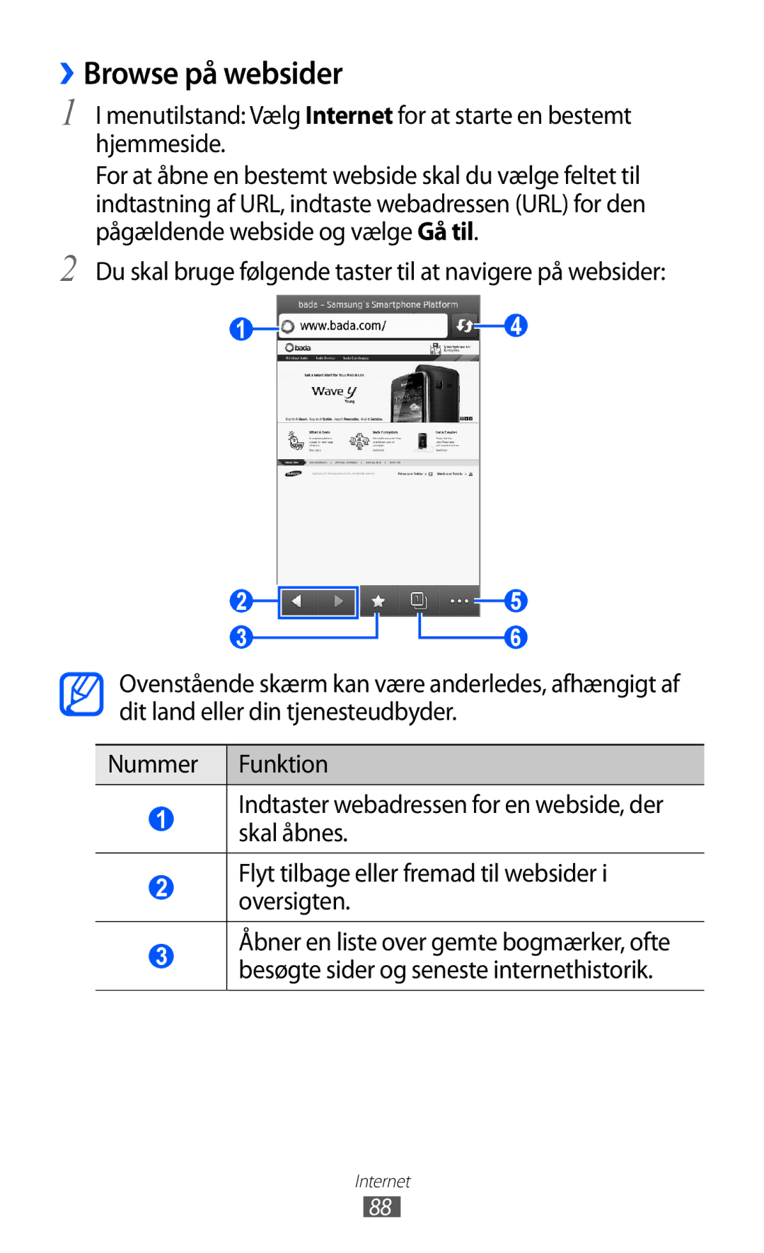 Samsung GT-S8500BAANEE, GT-S8500BAAXEE, GT-S8500BAATDC, GT-S8500ISAXEE manual ››Browse på websider 