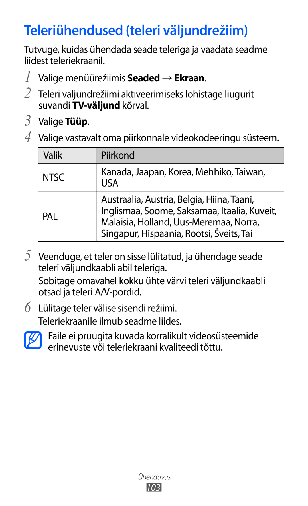 Samsung GT-S8500BAASEB manual Teleriühendused teleri väljundrežiim, Pal 