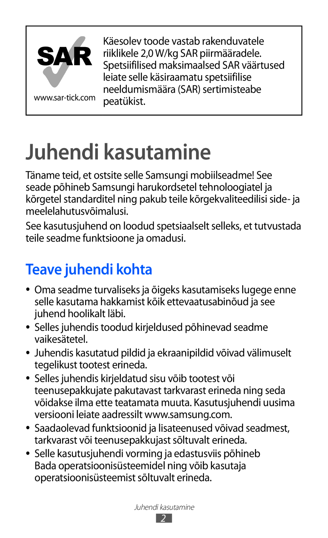 Samsung GT-S8500BAASEB manual Juhendi kasutamine, Teave juhendi kohta 