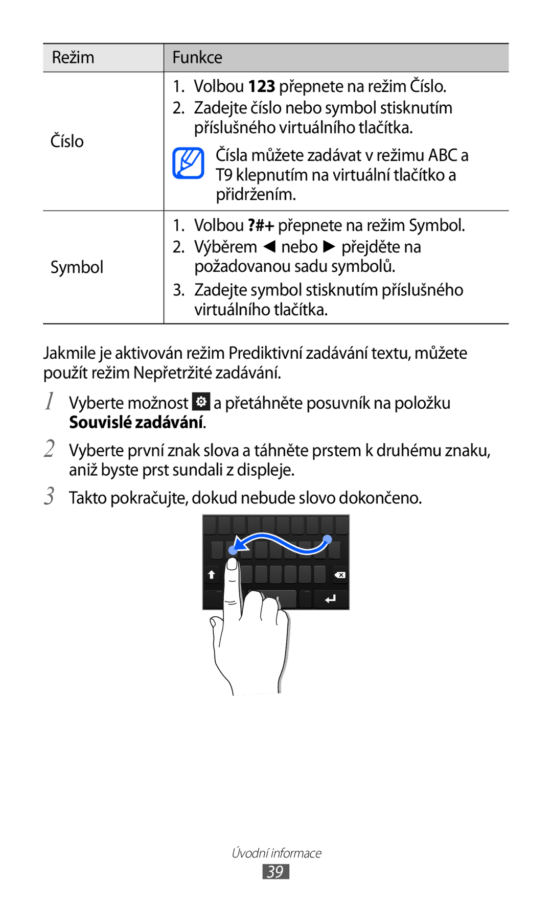 Samsung GT-S8500BAAVDC, GT-S8500BAATMZ, GT-S8500BAAIDE, GT-S8500BAAXEZ, GT-S8500BAAO2C, GT-S8500BAAIRD manual Souvislé zadávání 