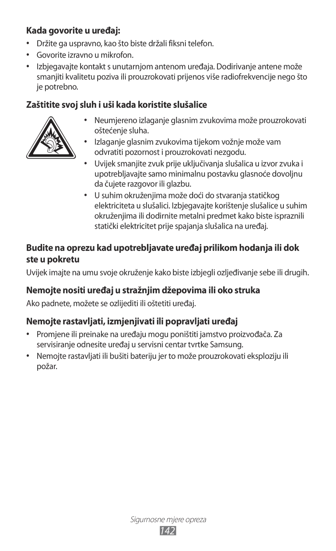 Samsung GT-S8500BAAVIP, GT-S8500BAATRA, GT-S8500ISAMMC, GT-S8500HKATRA, GT-S8500GAAVIP manual 142, Kada govorite u uređaj 
