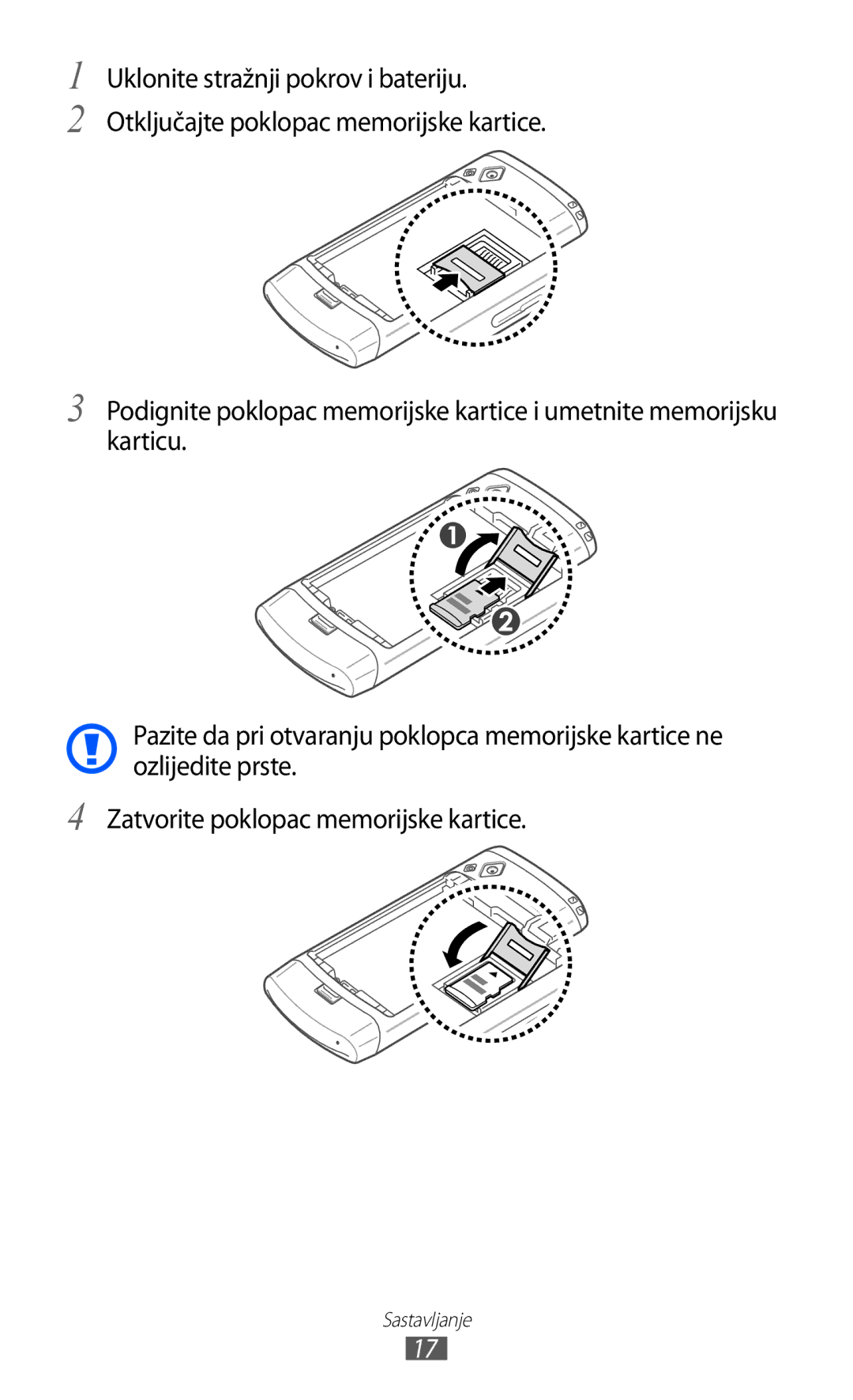 Samsung GT-S8500ISAMMC, GT-S8500BAATRA, GT-S8500HKATRA, GT-S8500GAAVIP, GT-S8500BAACRO, GT-S8500BAACRG manual Sastavljanje 