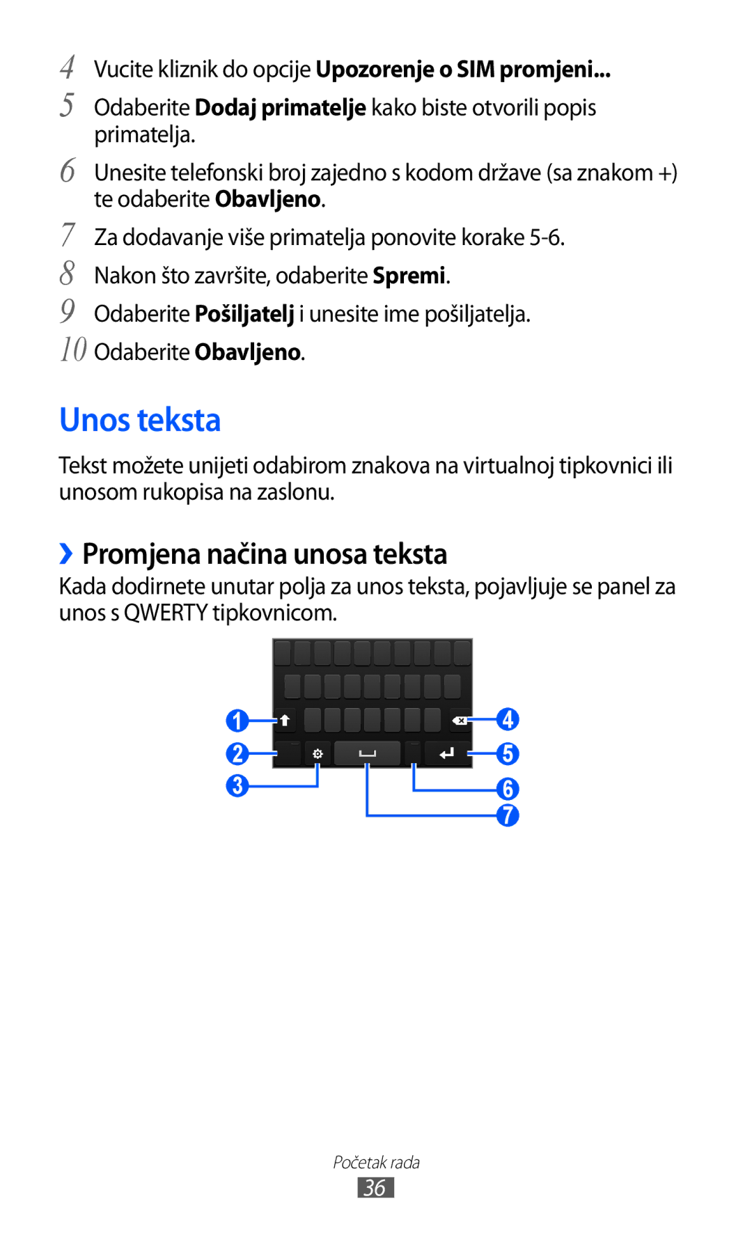 Samsung GT-S8500BAACRO Unos teksta, ››Promjena načina unosa teksta, Vucite kliznik do opcije Upozorenje o SIM promjeni 