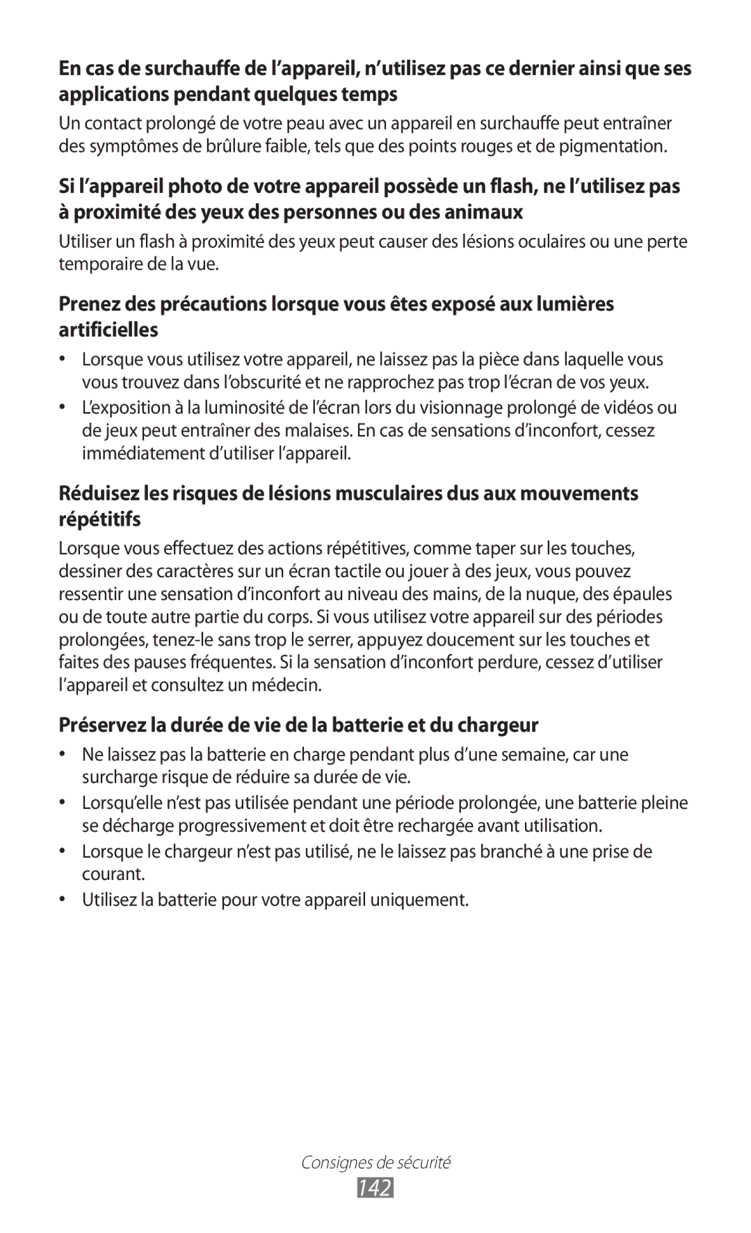 Samsung GT-S8500BAASFR, GT-S8500HKAXEF, GT-S8500HKABOG manual 142, Préservez la durée de vie de la batterie et du chargeur 