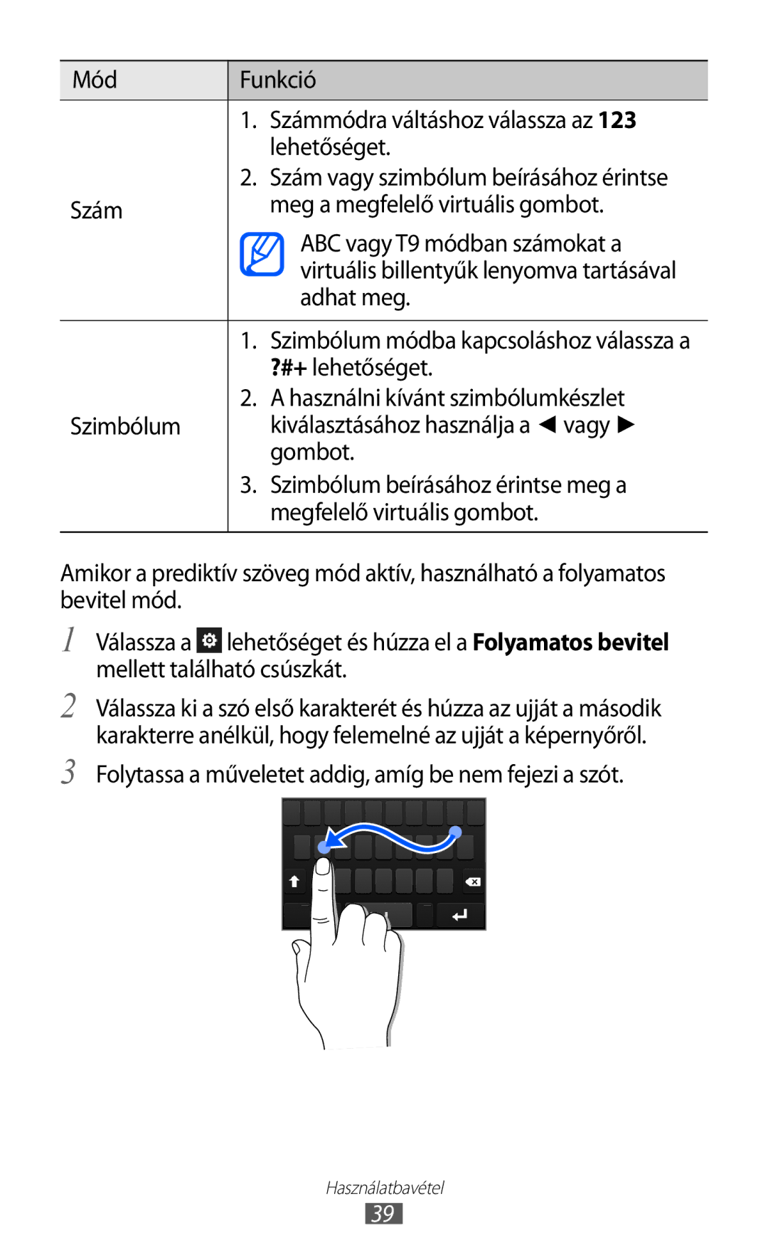 Samsung GT-S8500HKAHUI, GT-S8500HKAXEO Mód Funkció Számmódra váltáshoz válassza az Lehetőséget, Adhat meg, ?#+ lehetőséget 