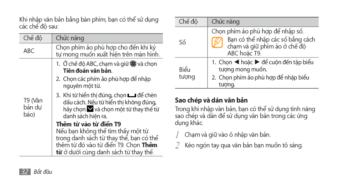 Samsung GT-S8500BAAXXV, GT-S8500HKAXEV, GT-S8500ISAXEV, GT-S8500LRAXEV manual Sao chép và dán văn bản, Thêm từ vào từ điển T9 