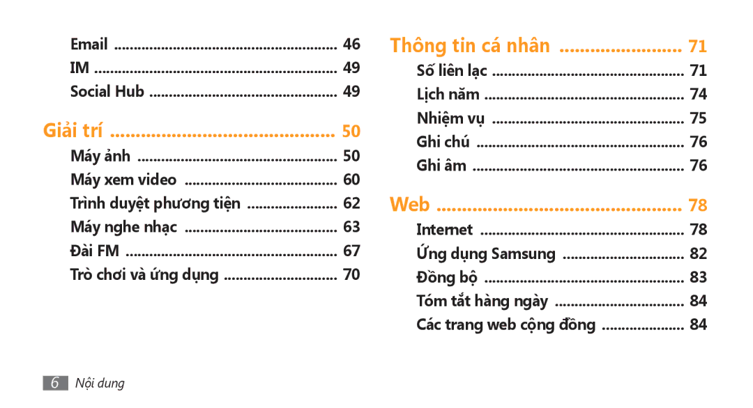 Samsung GT-S8500HKAXEV, GT-S8500ISAXEV manual Trì̀nh duyệt phương tiện, Trò chơi và ứ́ng dụng, Các trang web cộng đồng 