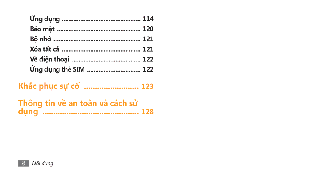 Samsung GT-S8500LRAXEV, GT-S8500HKAXEV, GT-S8500ISAXEV, GT-S8500HKAXXV, GT-S8500BAAXEV manual Thông tin về an toàn và cách sử 