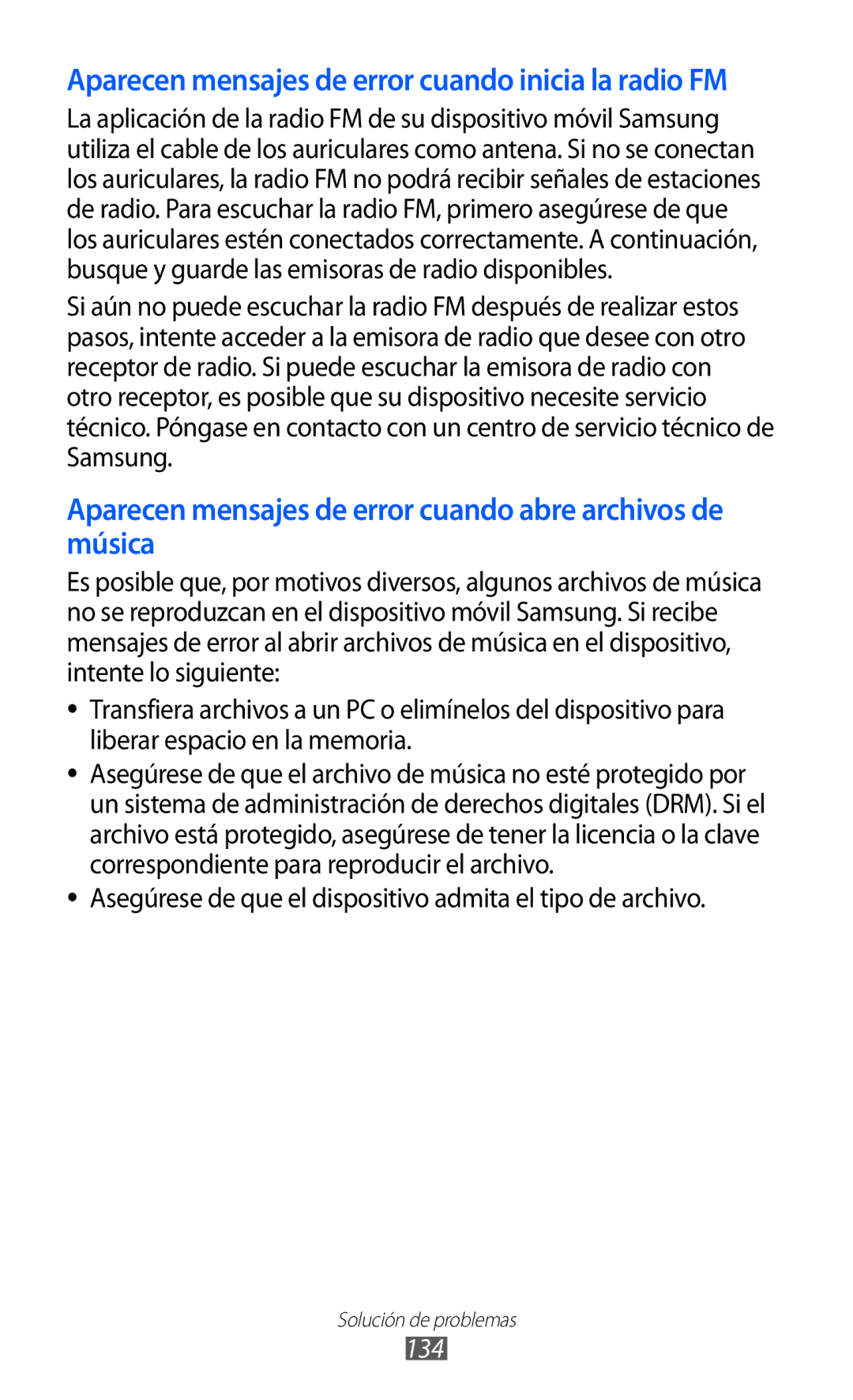 Samsung GT-S8500BAAFOP, GT-S8500PDAFOP, GT-S8500BAAYOG manual Asegúrese de que el dispositivo admita el tipo de archivo, 134 