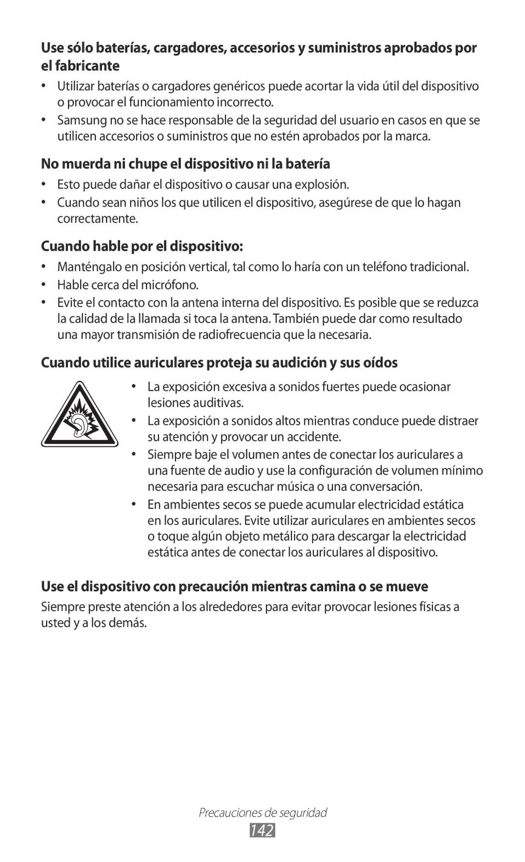 Samsung GT-S8500BAATEE, GT-S8500PDAFOP, GT-S8500BAAYOG, GT-S8500PDAXEC 142, No muerda ni chupe el dispositivo ni la batería 