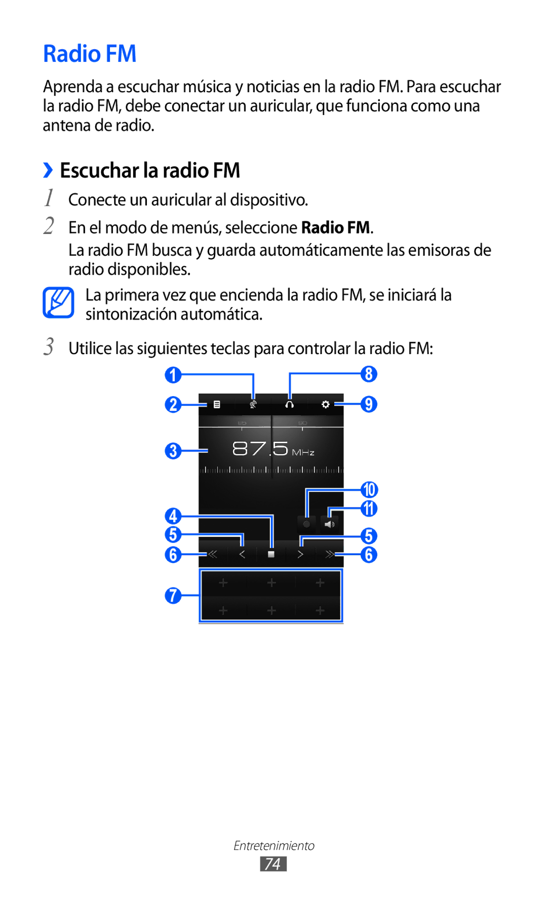 Samsung GT-S8500BAAFOP, GT-S8500PDAFOP, GT-S8500BAAYOG, GT-S8500BAATEE, GT-S8500PDAXEC manual Radio FM, ››Escuchar la radio FM 